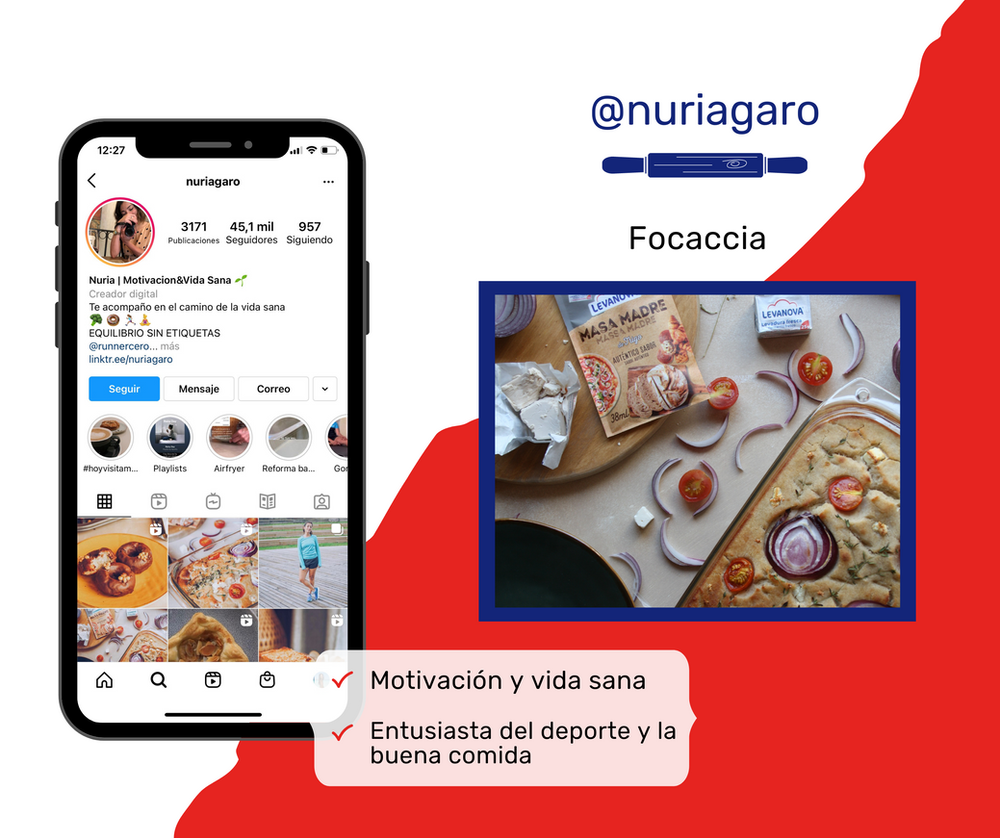 Post redes sociales Focaccia Casera de @nuria.garo