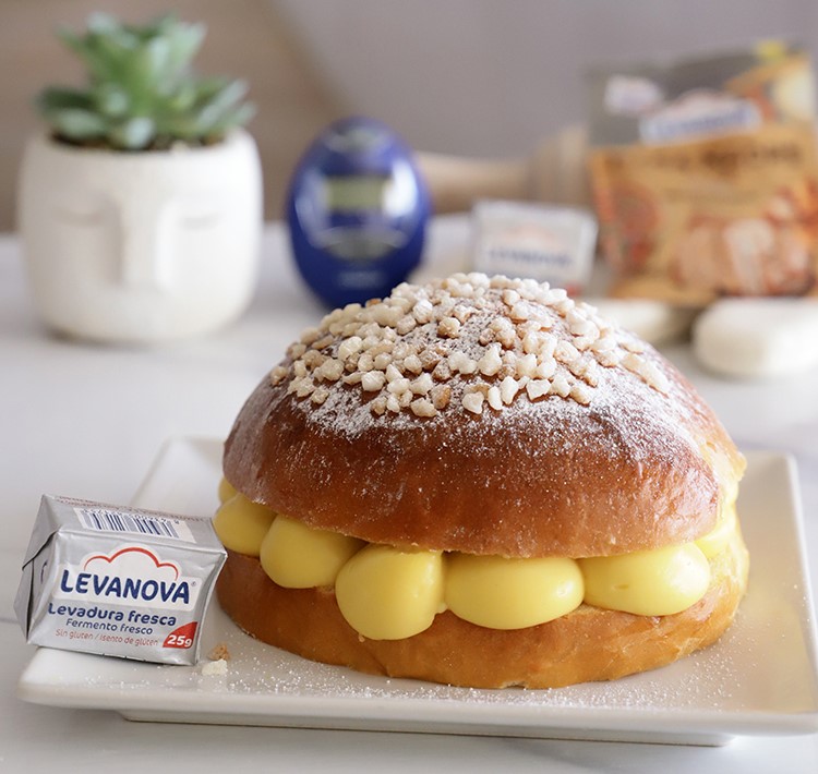 Tarta de Brioche Saint Tropezienne de mango