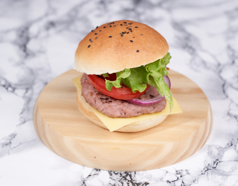 Hamburguesa con pan brioche